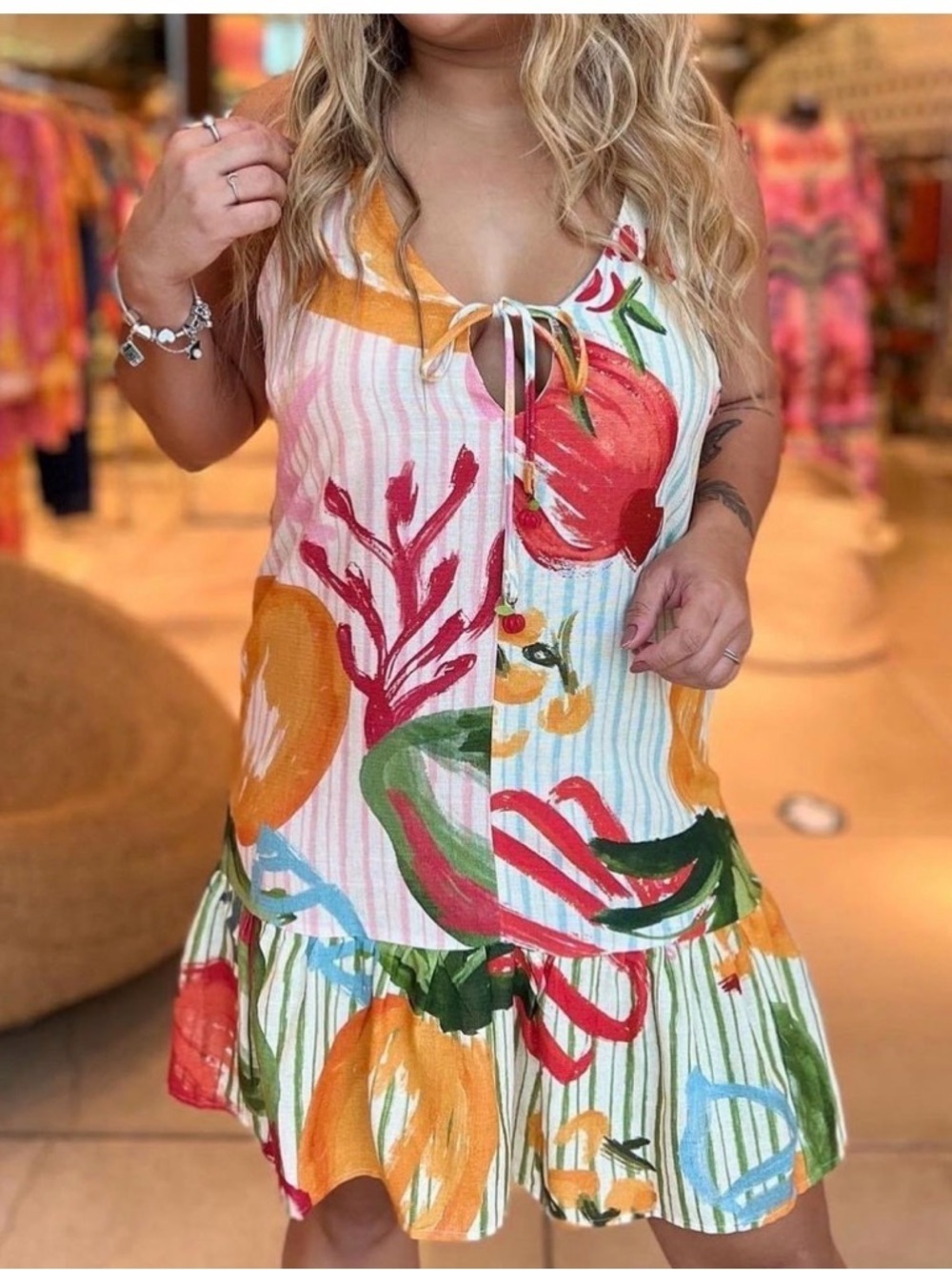 FARM Rio Sea of Fruit Print Mini Dress